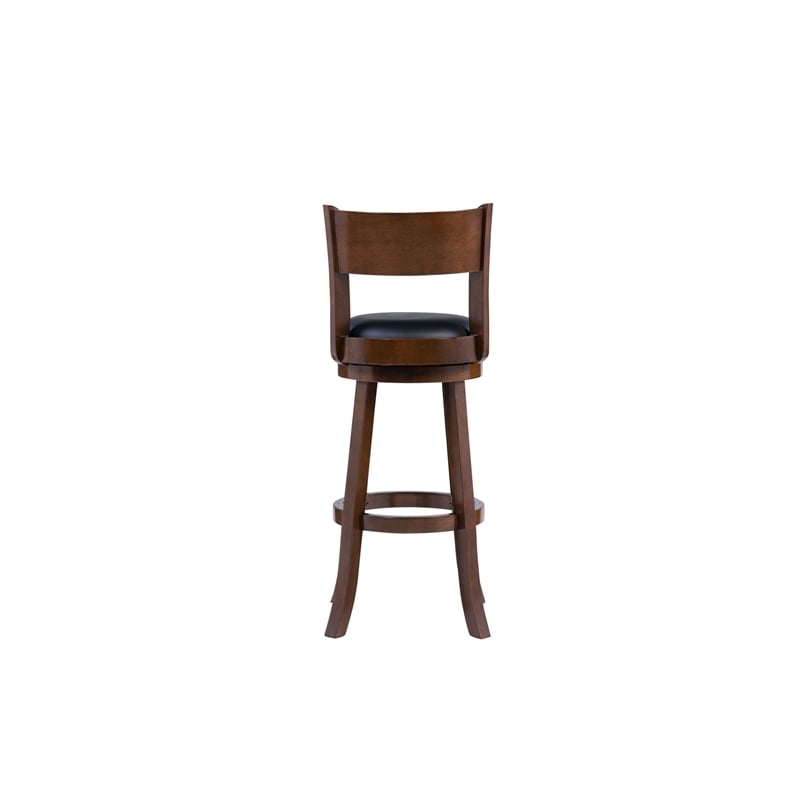 Pemberly Row Rubberwood Extra Tall Swivel Stool with Faux Leather in Cappuccino
