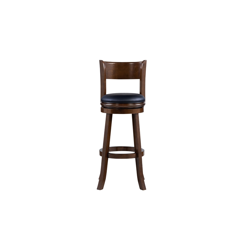 Pemberly Row Rubberwood Extra Tall Swivel Stool with Faux Leather in Cappuccino