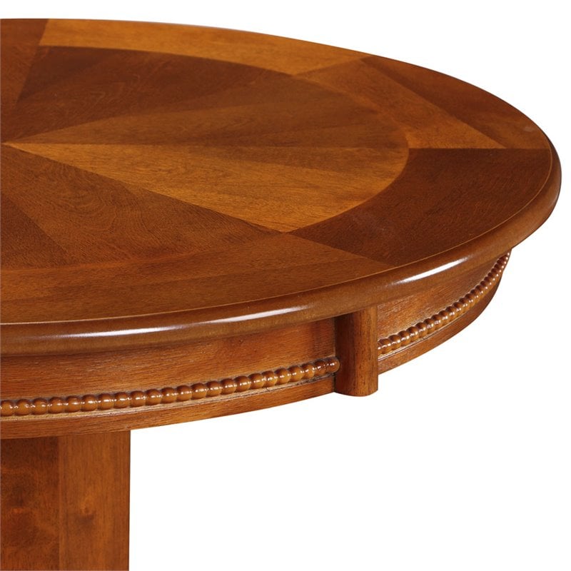 Pemberly Row Hardwood Pub Table with Carved Pedestal and Apron in Walnut