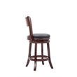 Pemberly Row Rubberwood Swivel Counter Stool with Foam Cushion in Brandy