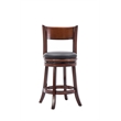 Pemberly Row Rubberwood Swivel Counter Stool with Foam Cushion in Brandy