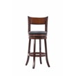 Pemberly Row Rubberwood Bar Height Swivel Stool with Faux Leather in Brandy