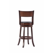 Pemberly Row Rubberwood Bar Height Swivel Stool with Faux Leather in Brandy