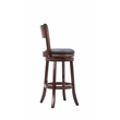 Pemberly Row Rubberwood Bar Height Swivel Stool with Faux Leather in Brandy