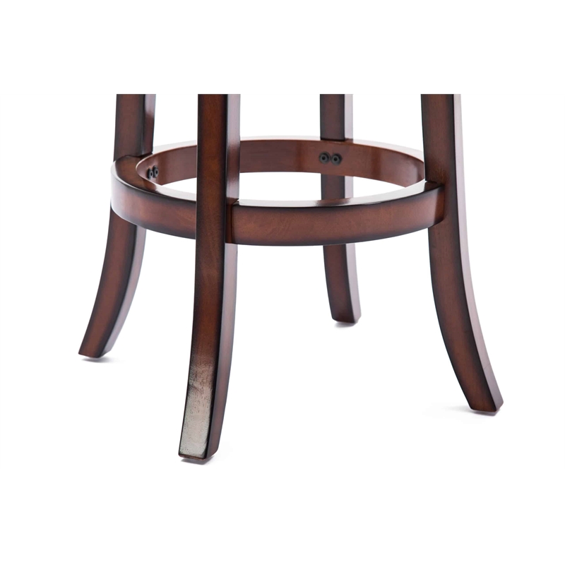 Pemberly Row Rubberwood Bar Height Swivel Stool with Faux Leather in Brandy