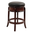 Pemberly Row Rubberwood Backless Swivel Counter Stool with Cushion in Brandy