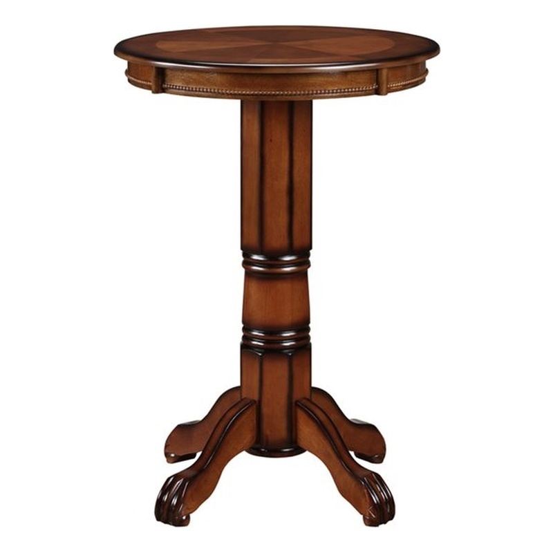Pemberly Row Hardwood Pub Table with Claw and Ball Feet in Brandy