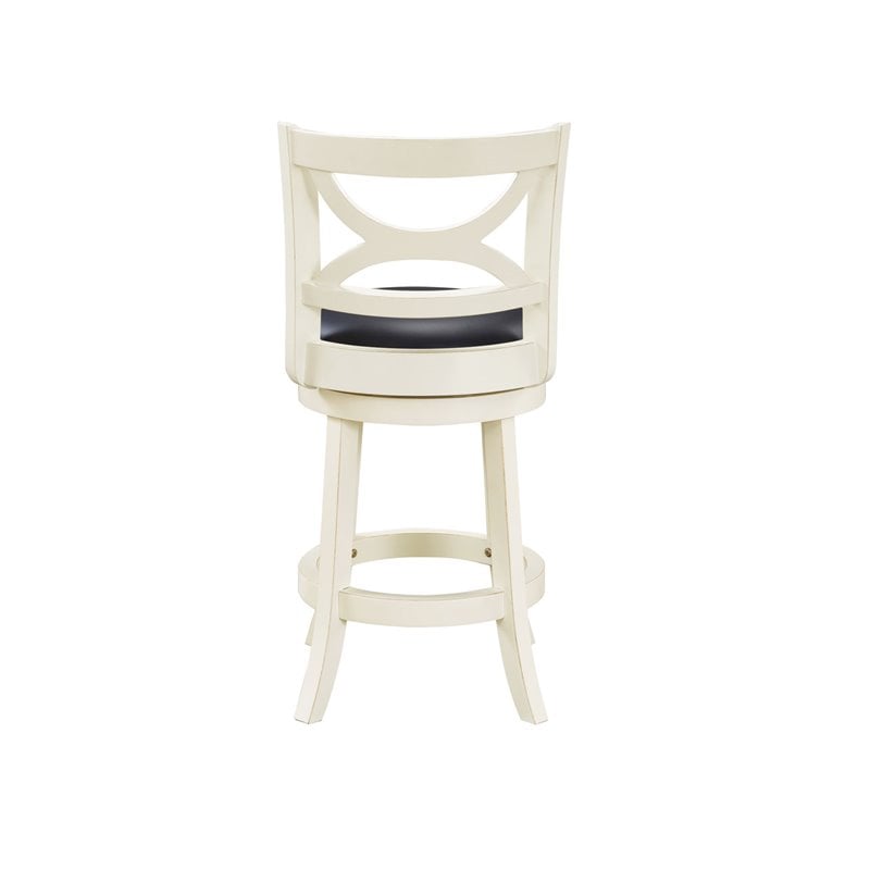 Pemberly Row Hardwood Counter Height Swivel Stool with Cushion in Buttermilk