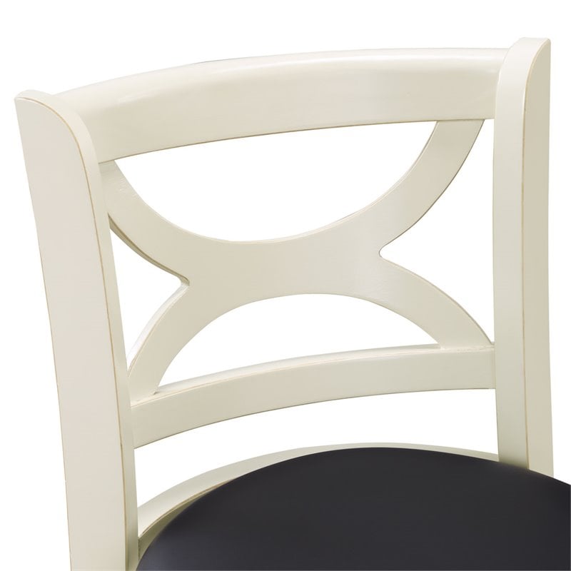 Pemberly Row Hardwood Counter Height Swivel Stool with Cushion in Buttermilk