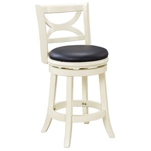 Pemberly Row Hardwood Counter Height Swivel Stool with Cushion in Buttermilk