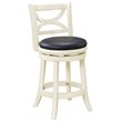 Pemberly Row Hardwood Counter Height Swivel Stool with Cushion in Buttermilk