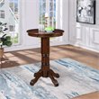 Pemberly Row Hardwood Pub Table with Sunburst Veneer Top in Cappuccino