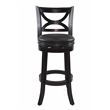 Pemberly Row Rubberwood Swivel Bar Stool with Faux Leather in Black Sandthru