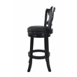 Pemberly Row Rubberwood Swivel Bar Stool with Faux Leather in Black Sandthru