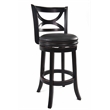Pemberly Row Rubberwood Swivel Bar Stool with Faux Leather in Black Sandthru