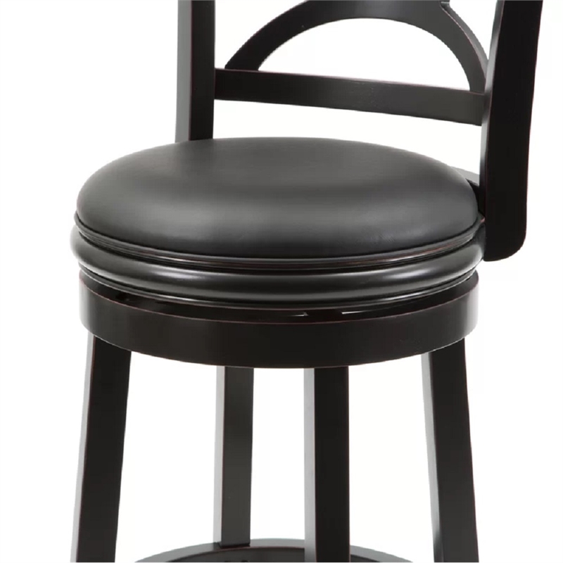 Pemberly Row Hardwood Counter Height Swivel Stool with Cushion in Black Sandthru
