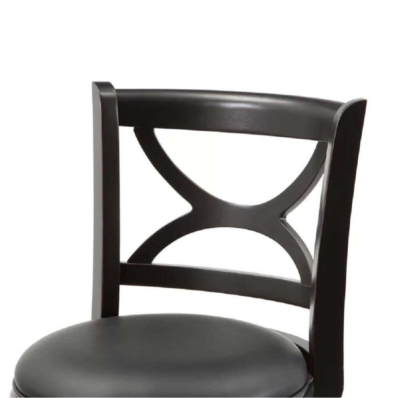 Pemberly Row Hardwood Counter Height Swivel Stool with Cushion in Black Sandthru