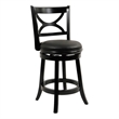 Pemberly Row Hardwood Counter Height Swivel Stool with Cushion in Black Sandthru