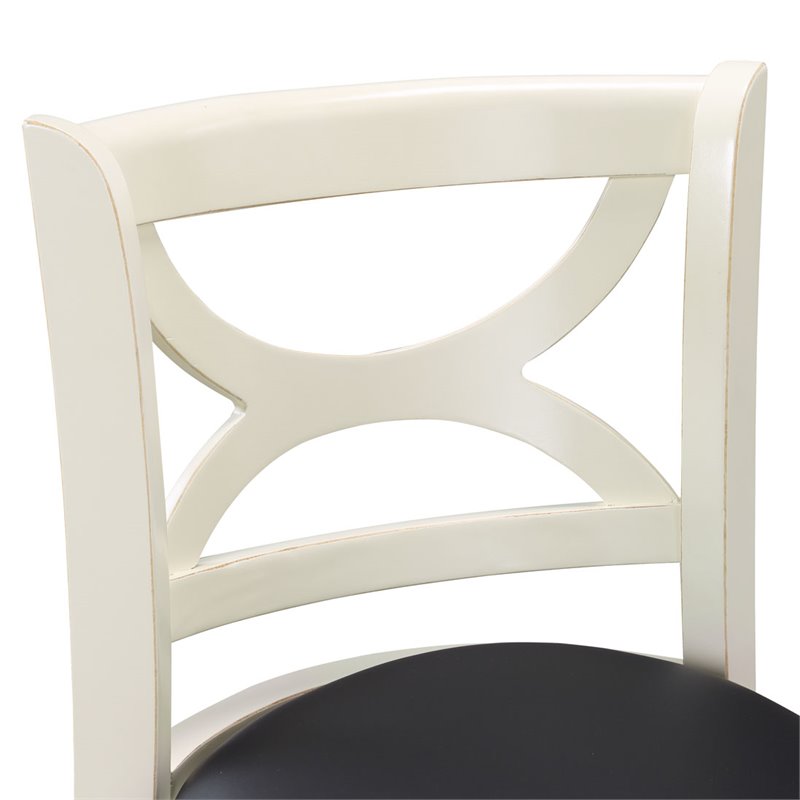 Pemberly Row Hardwood Bar Height Swivel Stool with Foam Cushion in Buttermilk