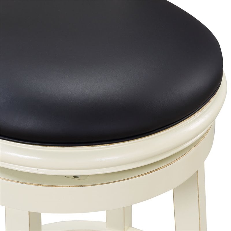 Pemberly Row Hardwood Bar Height Swivel Stool with Foam Cushion in Buttermilk