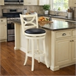 Pemberly Row Hardwood Bar Height Swivel Stool with Foam Cushion in Buttermilk