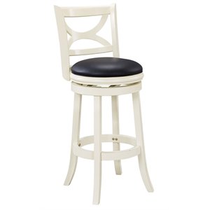 Pemberly Row Hardwood Bar Height Swivel Stool with Foam Cushion in Buttermilk