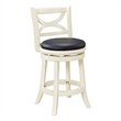 Pemberly Row Hardwood Swivel Counter Stool with Faux Leather in Buttermilk