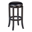 Pemberly Row Rubberwood Swivel Backless Bar Stool with Nailhead Trim in Black