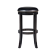 Pemberly Row Rubberwood Swivel Backless Bar Stool with Nailhead Trim in Black