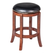 Pemberly Row Rubberwood Swivel Backless Counter Stool with Foam Seat in Cherry