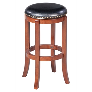 Pemberly Row Rubberwood Bar Height Swivel Backless Stool in Cherry