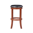 Pemberly Row Rubberwood Bar Height Swivel Backless Stool in Cherry