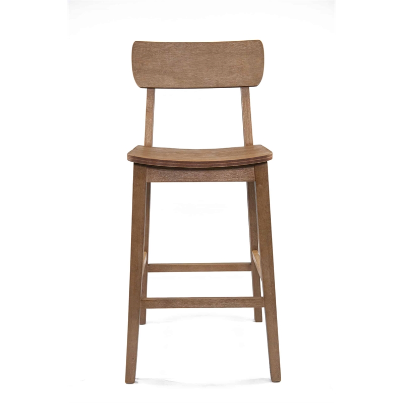 Pemberly Row Eco-Friendly Rubberwood Bar Stool in Barnwood Wire-Brush