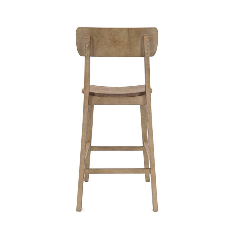Pemberly Row Eco-Friendly Rubberwood Bar Stool in Barnwood Wire-Brush