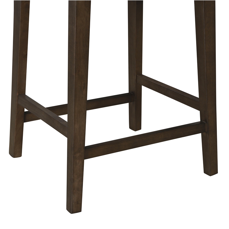 Pemberly Row Farmhouse Rubberwood Wire Brushed Counter Stool in Carbonite Brown