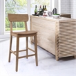 Pemberly Row Rubberwood Farmhouse Bar Stool with Curved Seat in Barnwood Brown
