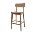 Pemberly Row Rubberwood Farmhouse Bar Stool with Curved Seat in Barnwood Brown