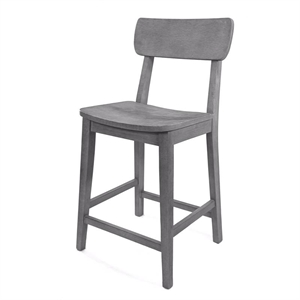 Pemberly Row Rubberwood Farmhouse Counter Stool with Footrest in Charcoal Grey