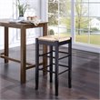 Pemberly Row Rubberwood Square Rush Woven Backless Bar Stool in Black