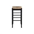 Pemberly Row Rubberwood Square Rush Woven Backless Bar Stool in Black