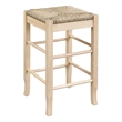 Pemberly Row Hardwood Square Rush Woven Backless Counter Stool in Blonde Oak
