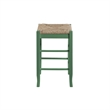 Pemberly Row Rubberwood Square Rush Backless Counter Stool in Equestrian Green