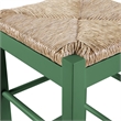 Pemberly Row Rubberwood Square Rush Backless Counter Stool in Equestrian Green