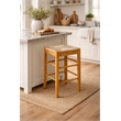 Pemberly Row Hardwood Square Rush Woven Backless Counter Stool in Oak