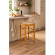 Pemberly Row Hardwood Square Rush Woven Backless Counter Stool in Oak