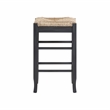 Pemberly Row Rubberwood Square Rush Backless Counter Stool in Charcoal Grey