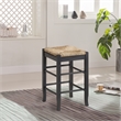 Pemberly Row Rubberwood Square Rush Backless Counter Stool in Charcoal Grey