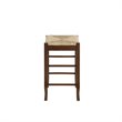 Pemberly Row Rubberwood Square Rush Woven Backless Counter Stool in Cappuccino