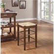 Pemberly Row Rubberwood Square Rush Woven Backless Counter Stool in Cappuccino