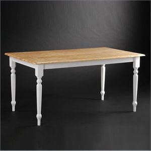 Pemberly Row Rubberwood Windsor 36 x 60&quot Dining Table in Cream Natural